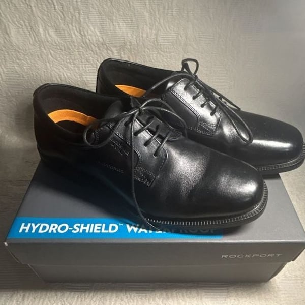 Rockport Hydro-Shield Waterproof Plain Toe Oxford Black Leather