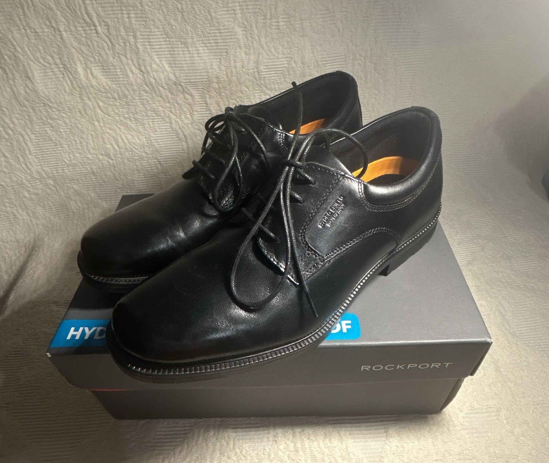 Rockport Hydro-Shield Waterproof Plain Toe Oxford Black Leather 3