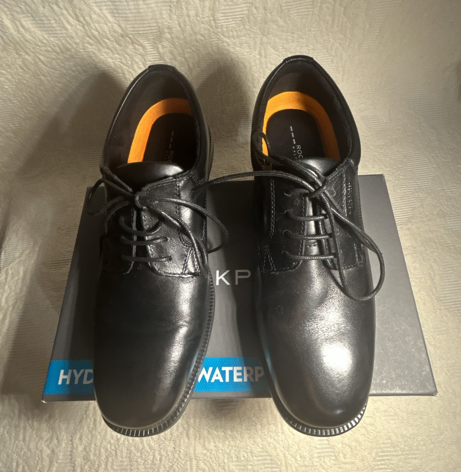 Rockport Hydro-Shield Waterproof Plain Toe Oxford Black Leather 7