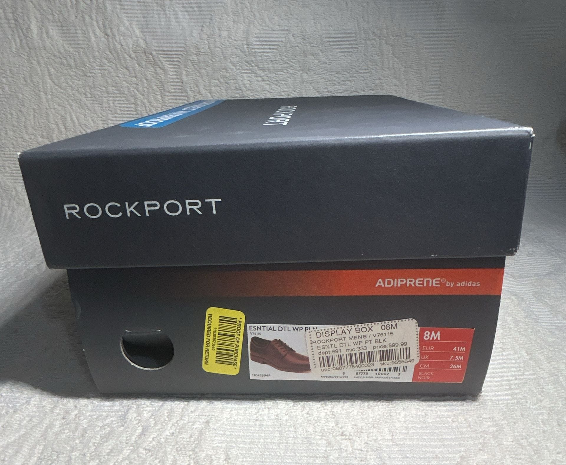 Rockport Hydro-Shield Waterproof Plain Toe Oxford Black Leather 9