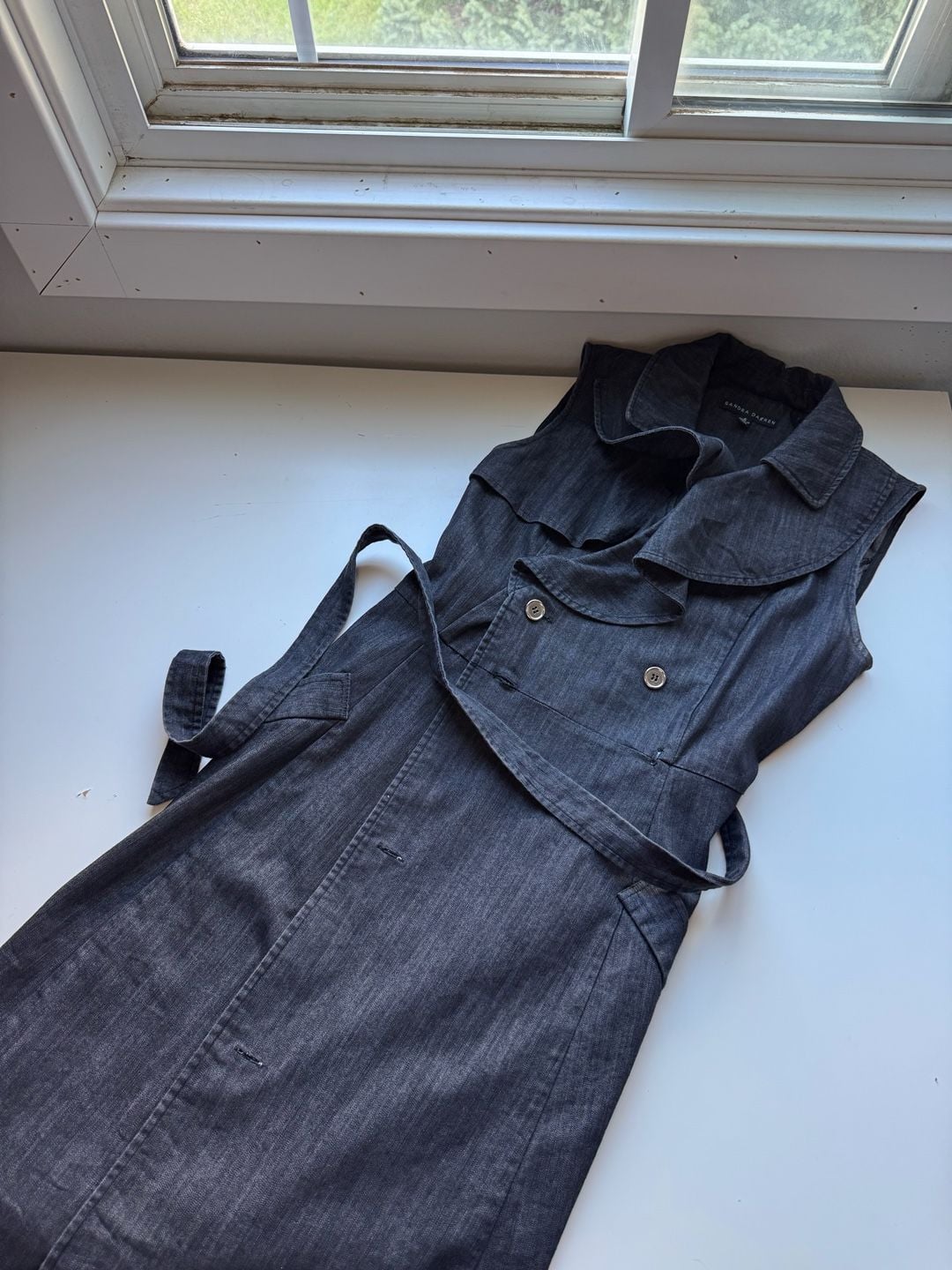 Sandra Darren Denim Dress Size 6 Gray Sleeveless 2