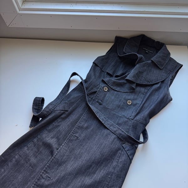 Sandra Darren Denim Dress Size 6 Gray Sleeveless