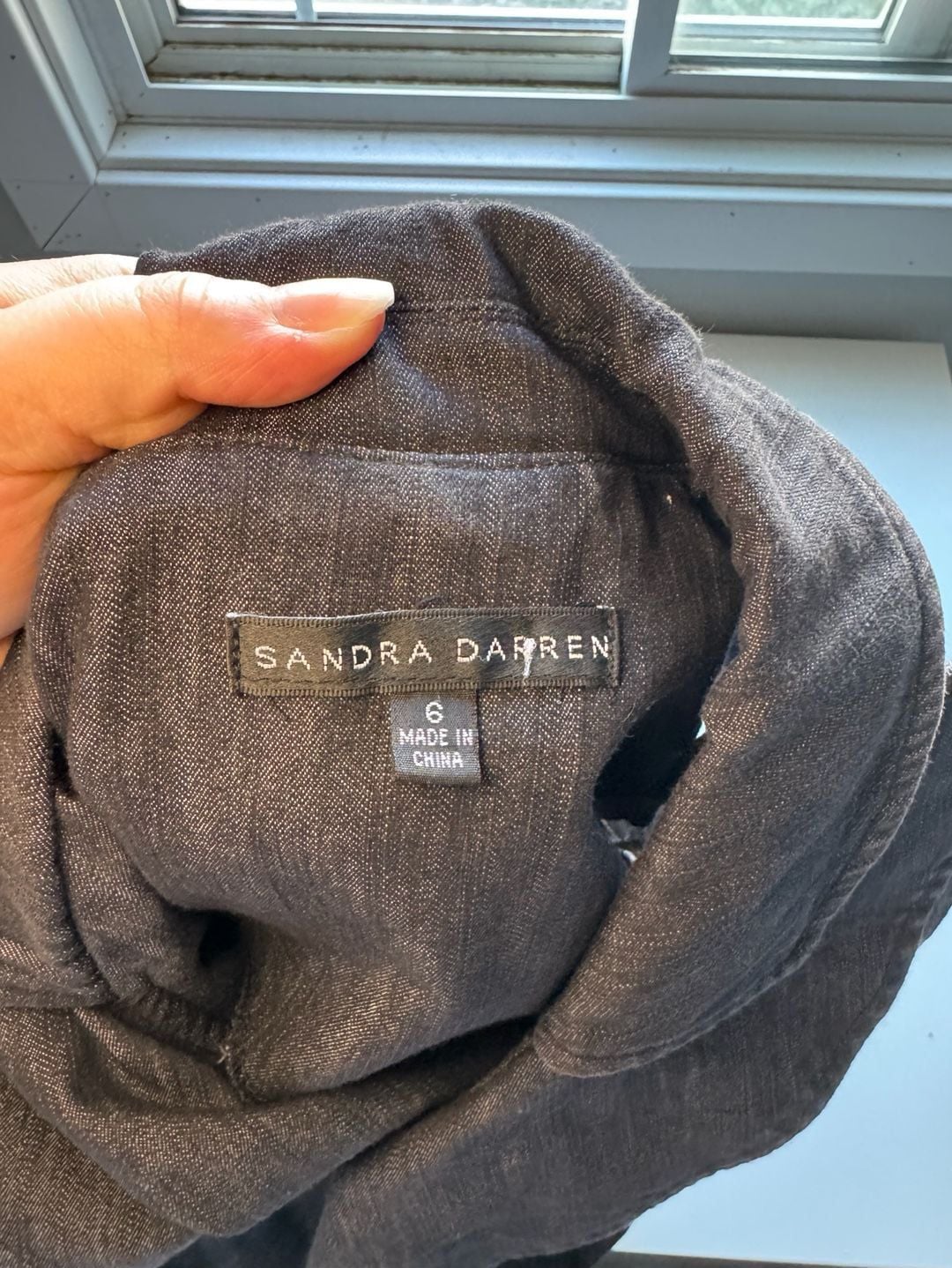 Sandra Darren Denim Dress Size 6 Gray Sleeveless 3