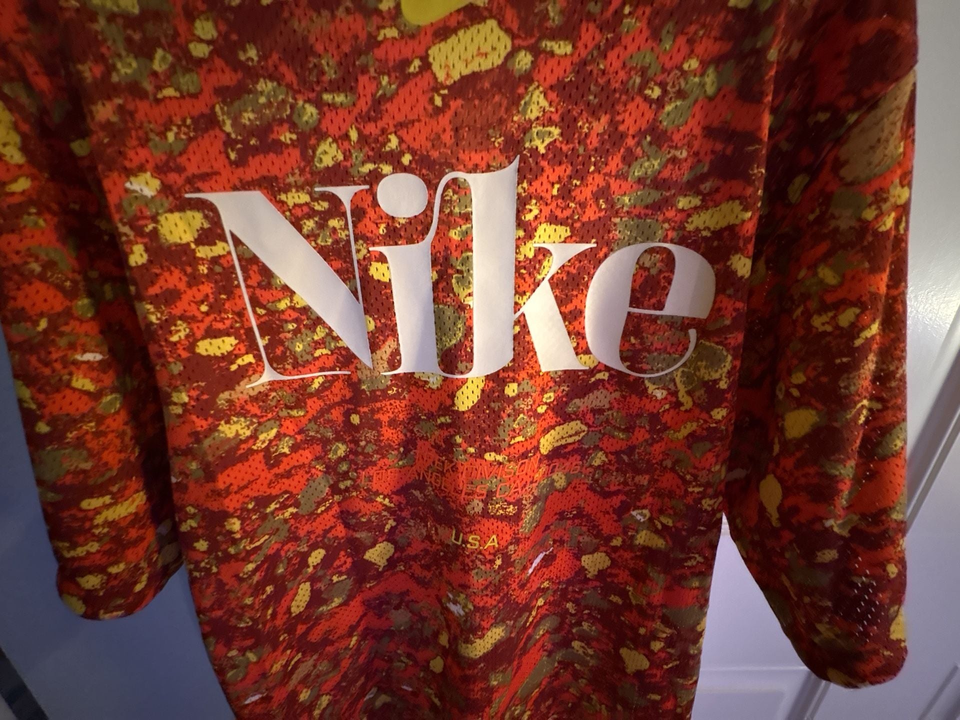 Nike Trek Division Mesh Button Up Shirt Size Small Orange 7