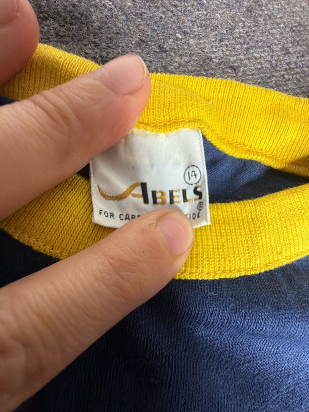 Abels Long Sleeve Shirt Size 14 Blue Yellow Vintage 4
