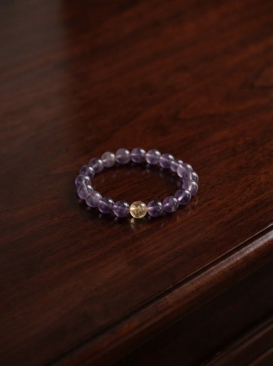 Amethyst Purple and Citrine Bead Gemstone Bracelets - maintain calmness 3