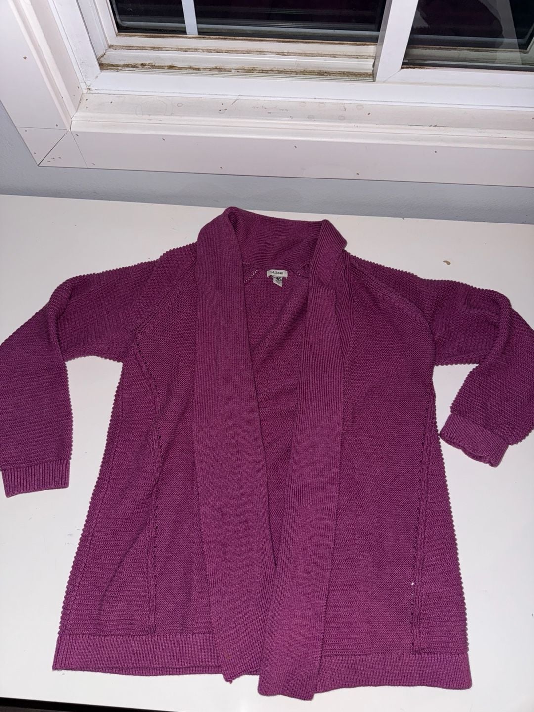 L.L. Bean Cardigan Size M Purple Cotton Shawl 2