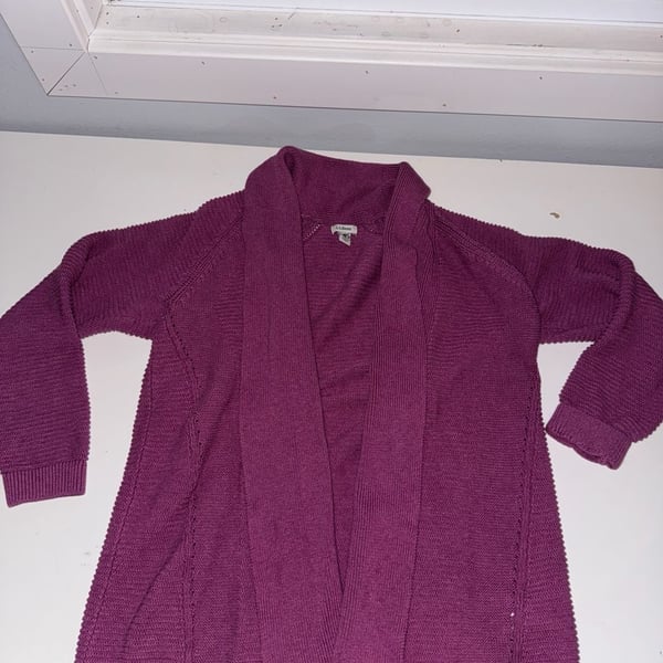 L.L. Bean Cardigan Size M Purple Cotton Shawl