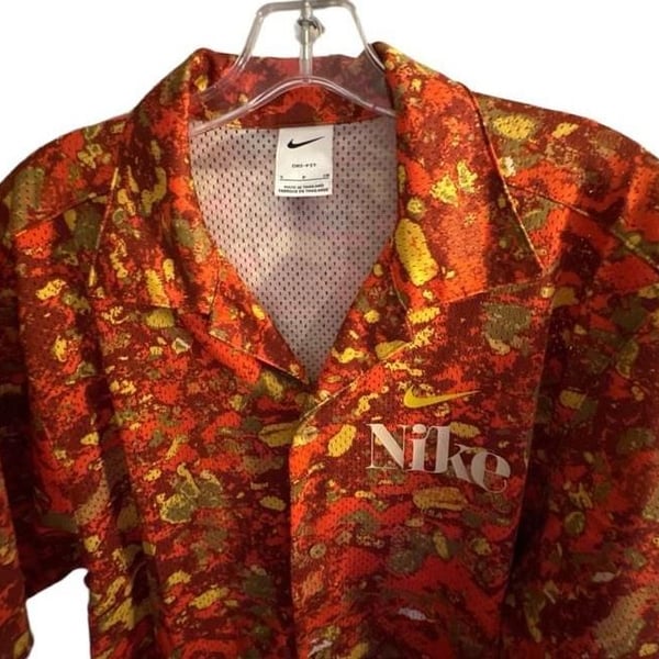 Nike Trek Division Mesh Button Up Shirt Size Small Orange