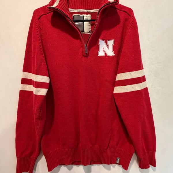 Bruzer Nebraska Quarter Zip Sweater Size L