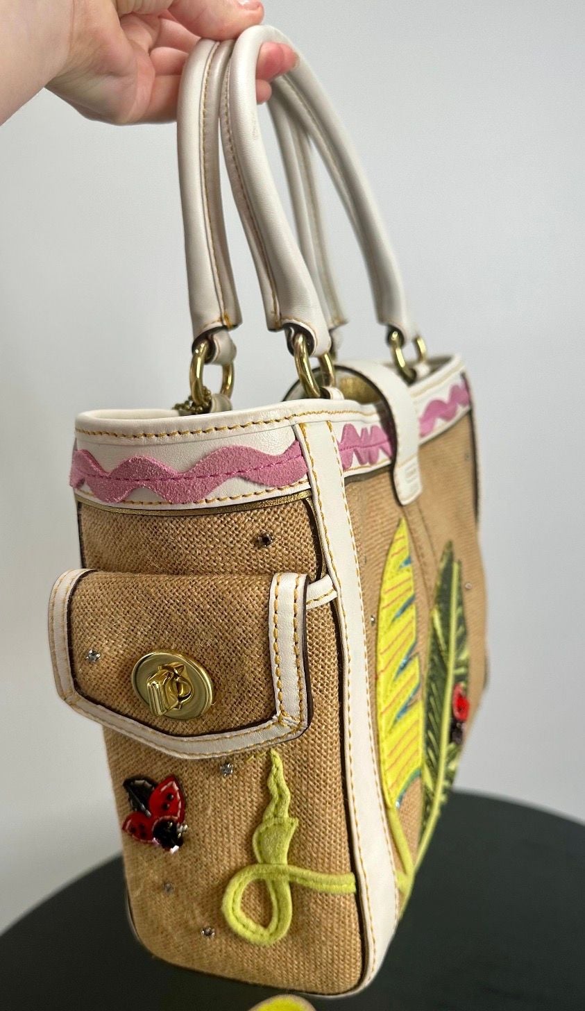 Coach Hamptons Straw Leaf Ladybug Tote Bag 4