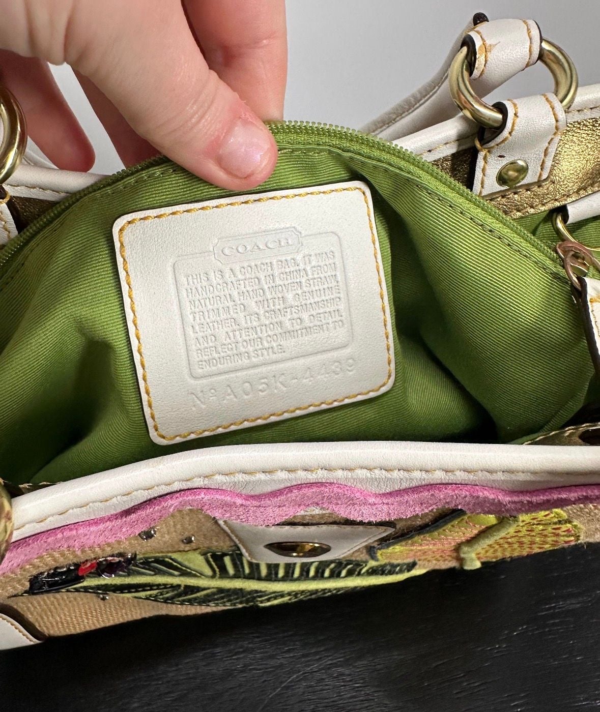 Coach Hamptons Straw Leaf Ladybug Tote Bag 5