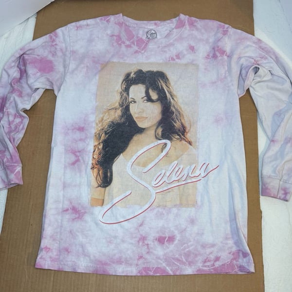 Selena Long Sleeve Tie Dye Graphic Tee Pink Size M