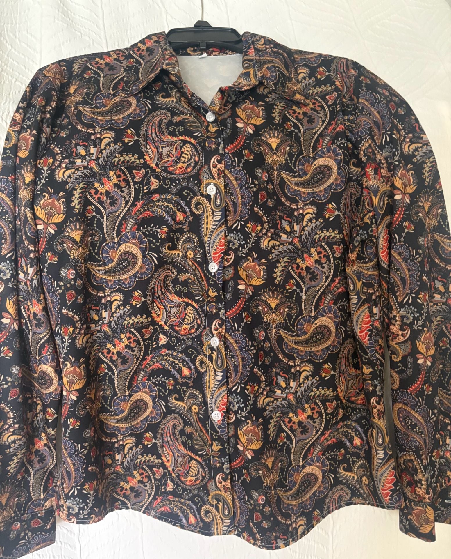 Unbranded Paisley Print Long Sleeve Button Down Shirt Size XL 2
