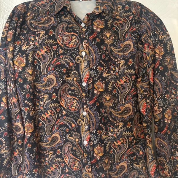 Unbranded Paisley Print Long Sleeve Button Down Shirt Size XL