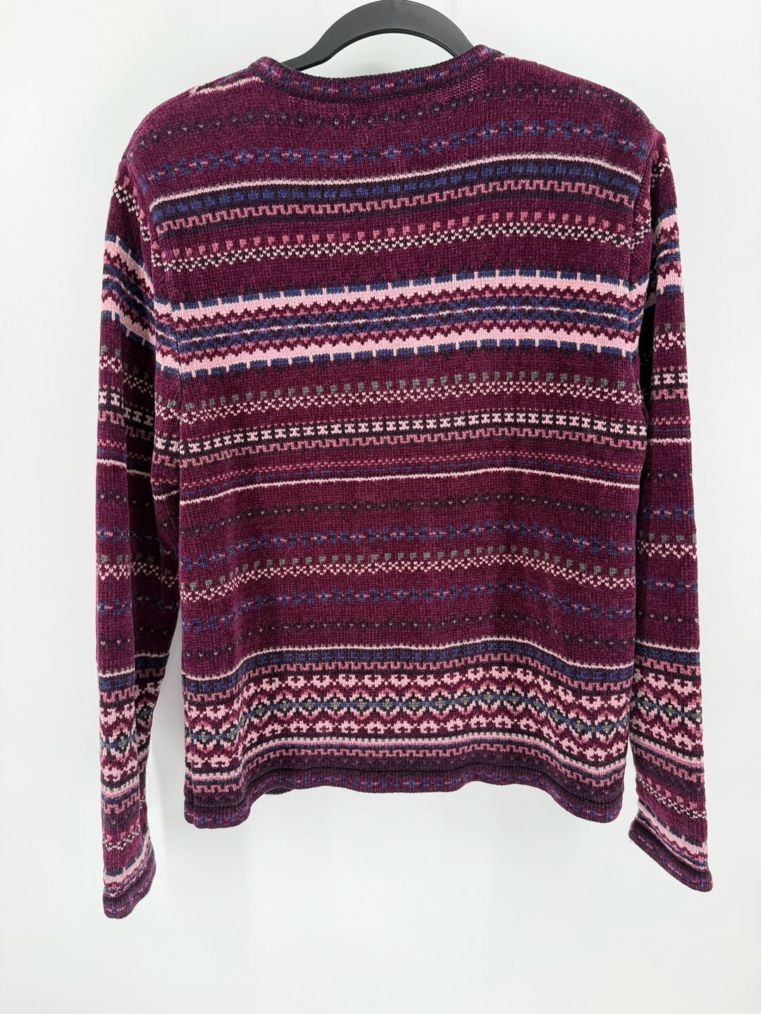 Dressbarn L Fair Isle Cardigan Sweater Burgundy Pink Grandpa Core Whimsygoth 3