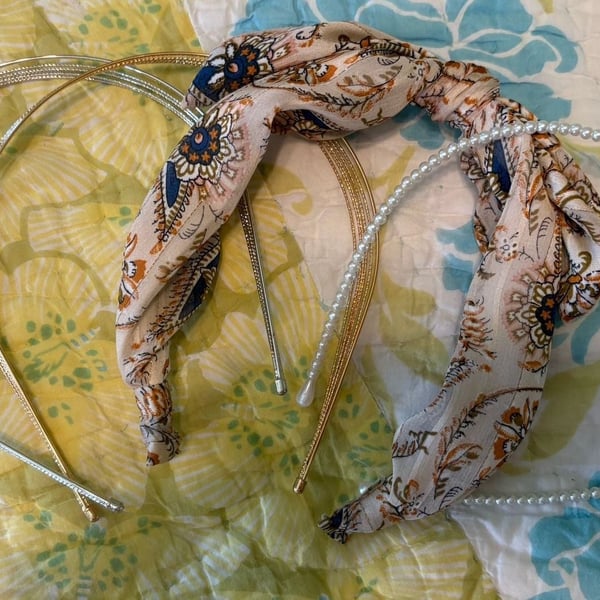 NWOT / GUC Multi-Strand Silver, Gold, boho And Pearl Headbands Set Of Four