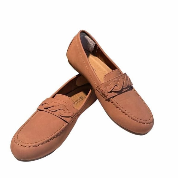 NWOT American Exchange Loafers Size 7.5W Brown Braided Strap Slip On Shoes