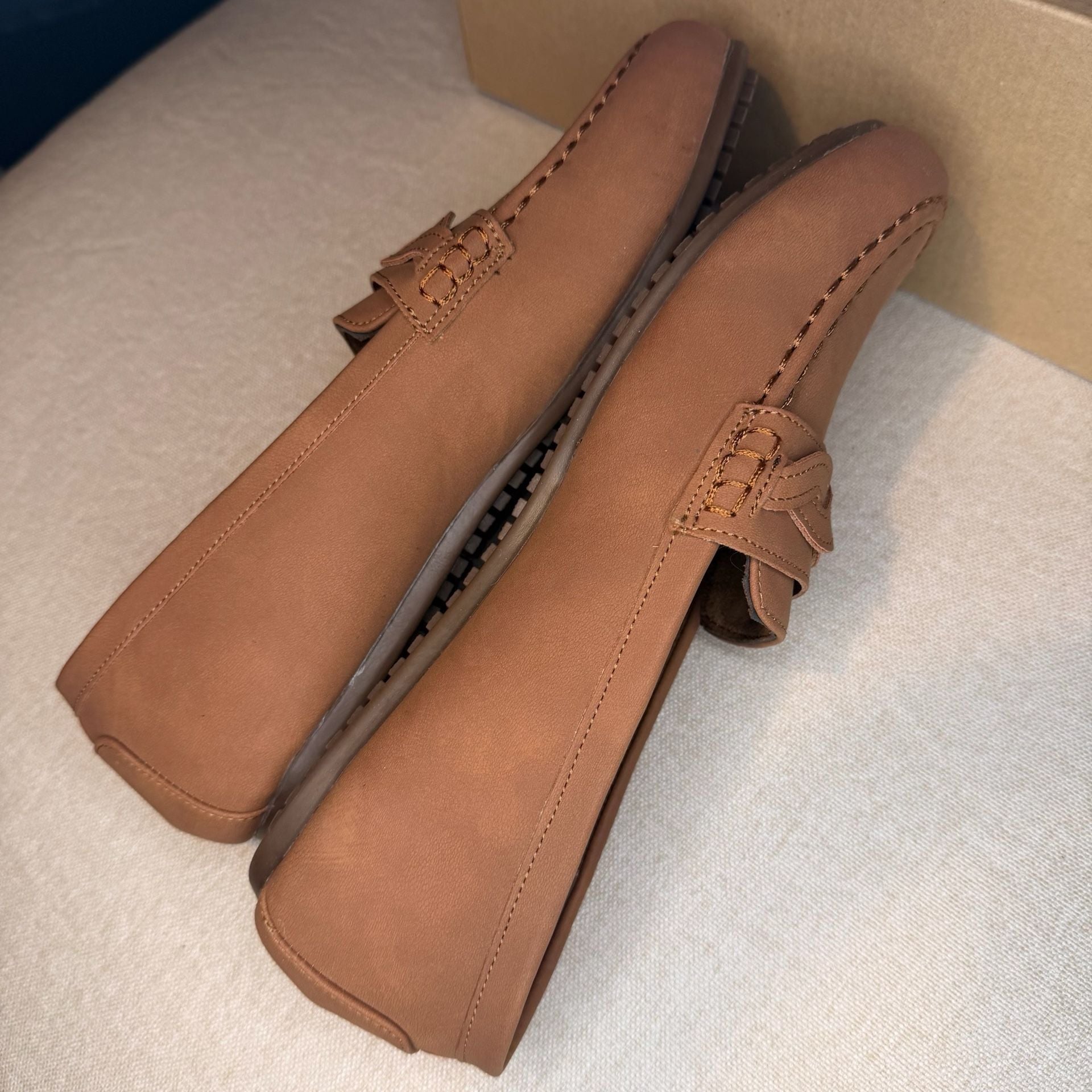 NWOT American Exchange Loafers Size 7.5W Brown Braided Strap Slip On Shoes 8