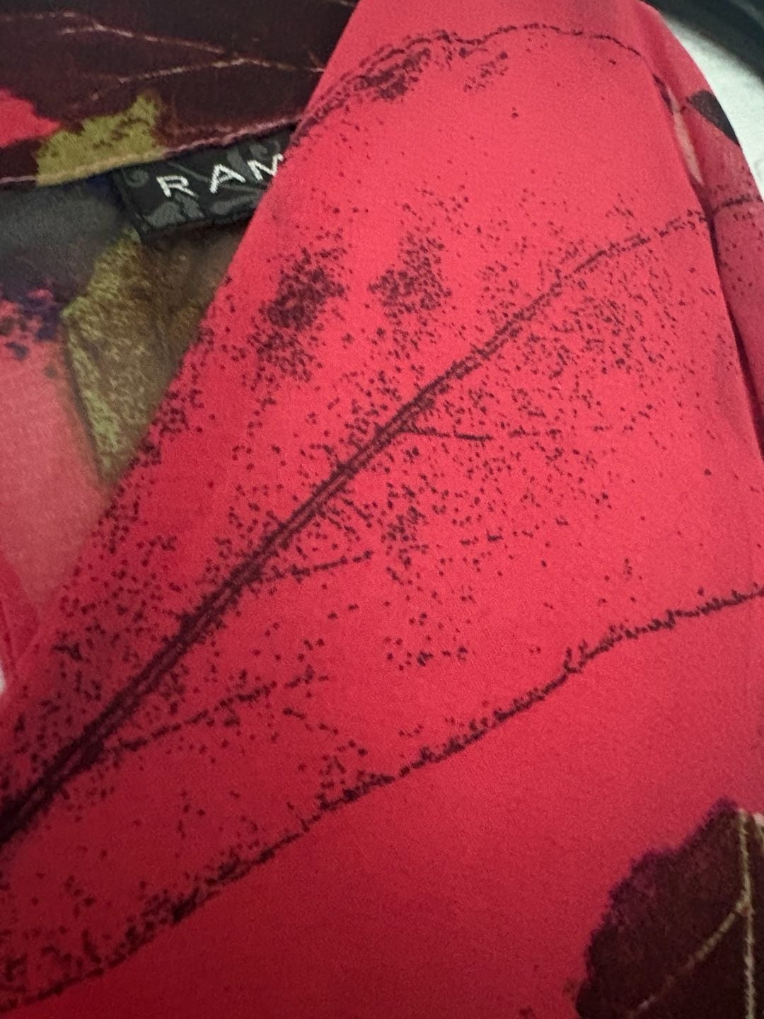 Rampage Leaf Print Chiffon Blouse Size M Pink Long Sleeve Boho Top 4