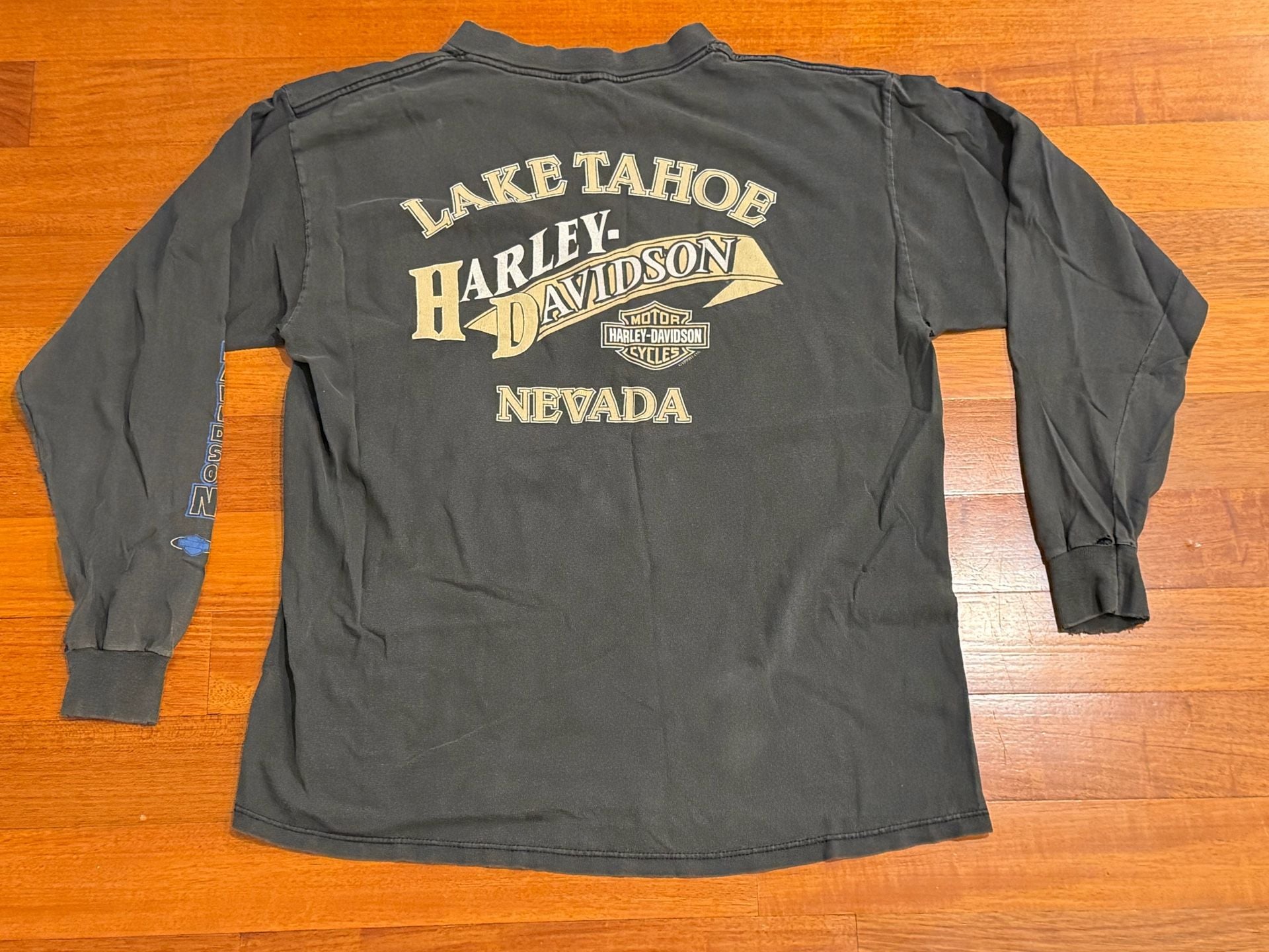 Harley-Davidson Long Sleeve Pocket T-Shirt Size XL Black Distressed 10