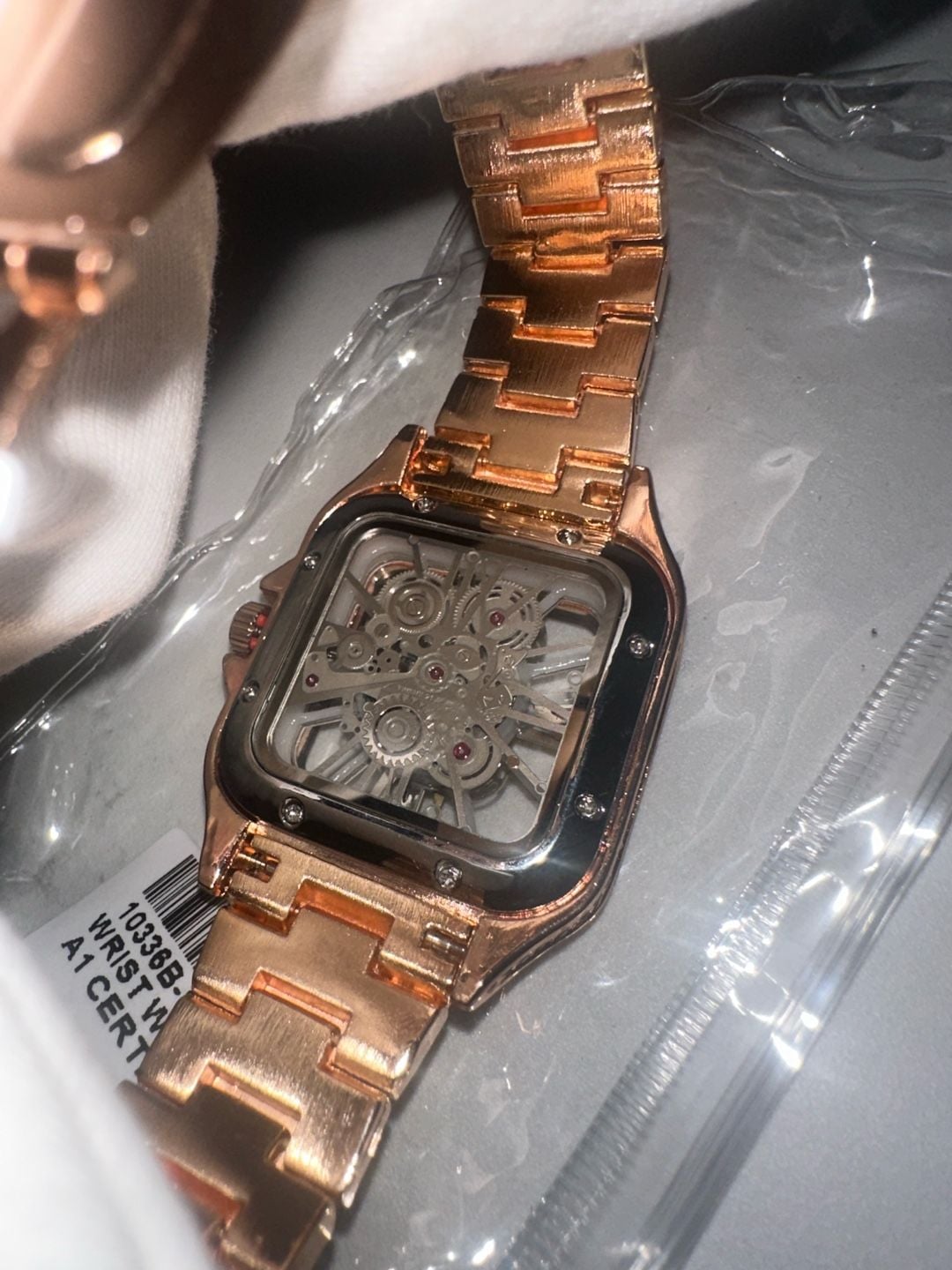 Wrist Watch Rose Gold Iced Out Skeleton 5