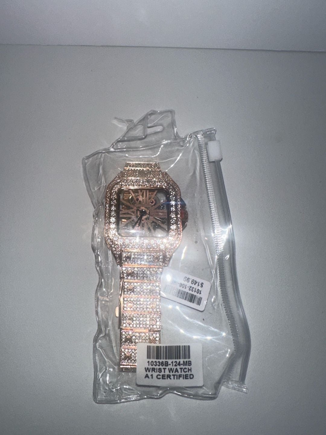 Wrist Watch Rose Gold Iced Out Skeleton 6