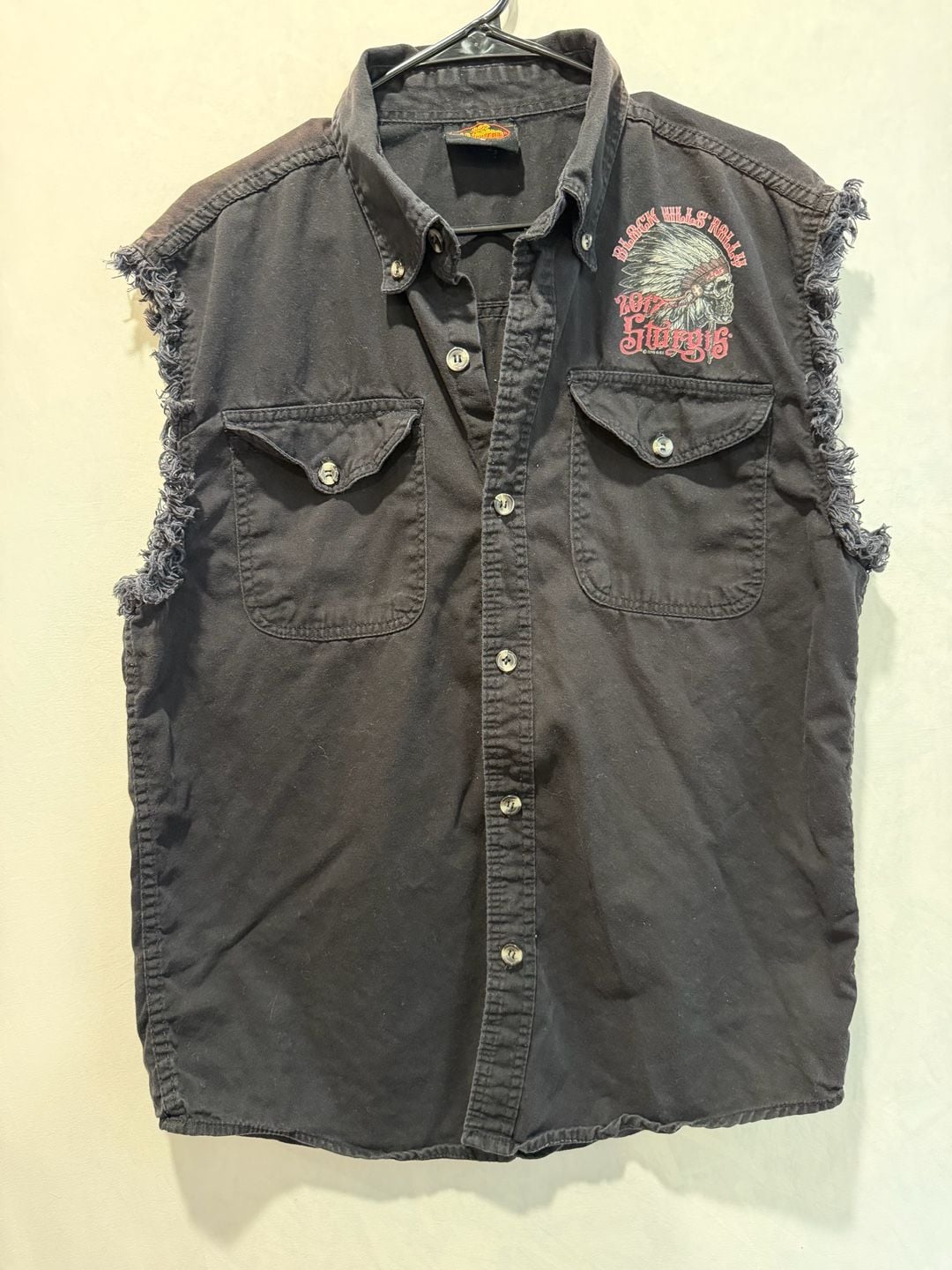 Hot Leathers Sturgis 2017 Size L Sleeveless Black Denim Vest 2