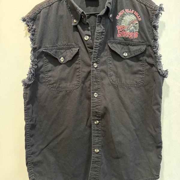 Hot Leathers Sturgis 2017 Size L Sleeveless Black Denim Vest