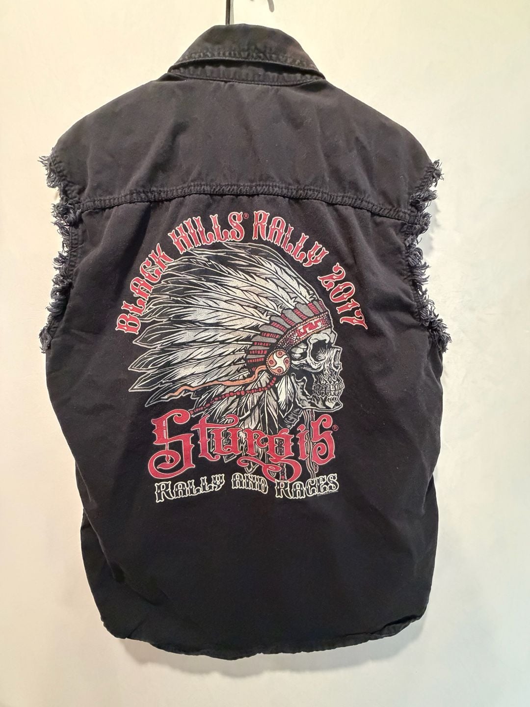 Hot Leathers Sturgis 2017 Size L Sleeveless Black Denim Vest 3