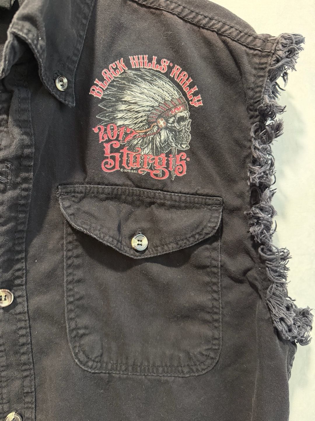 Hot Leathers Sturgis 2017 Size L Sleeveless Black Denim Vest 5