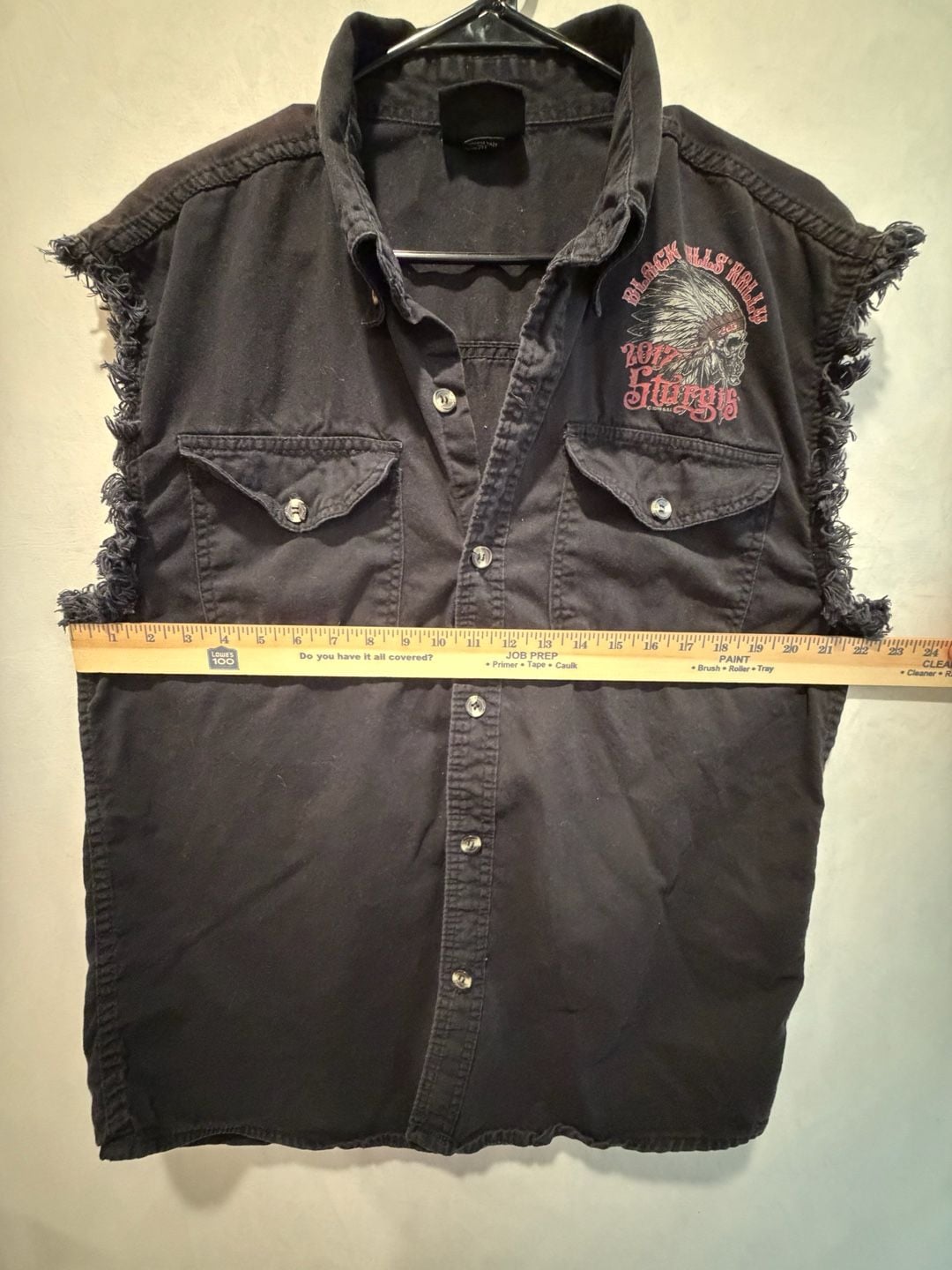 Hot Leathers Sturgis 2017 Size L Sleeveless Black Denim Vest 8