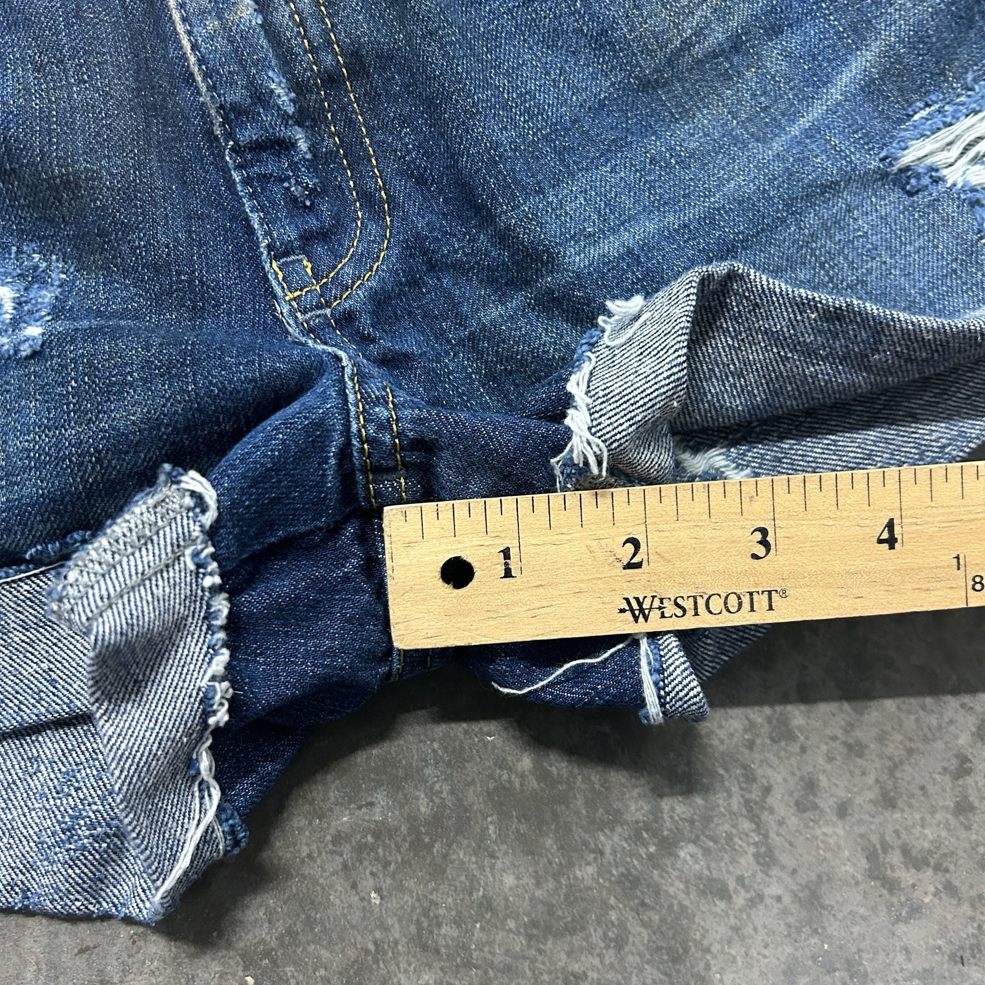 Diesel Rame L.32 Shorts Size 28 Blue Distressed Cuffed Denim 9