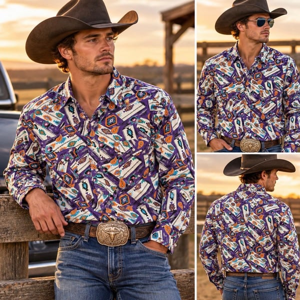 Vintage Wrangler Cowboy Cut XL Tall Western Aztec Geometric Pearl Snap Shirt 16½ 35
