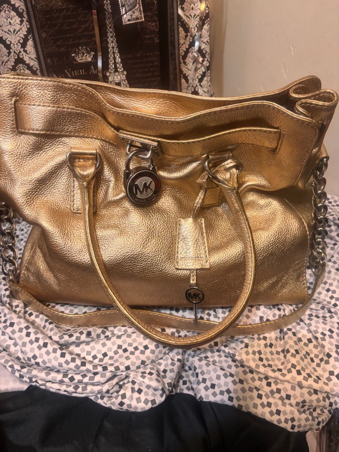 Michael Kors Hamilton Gold Metallic Leather Handbag 6