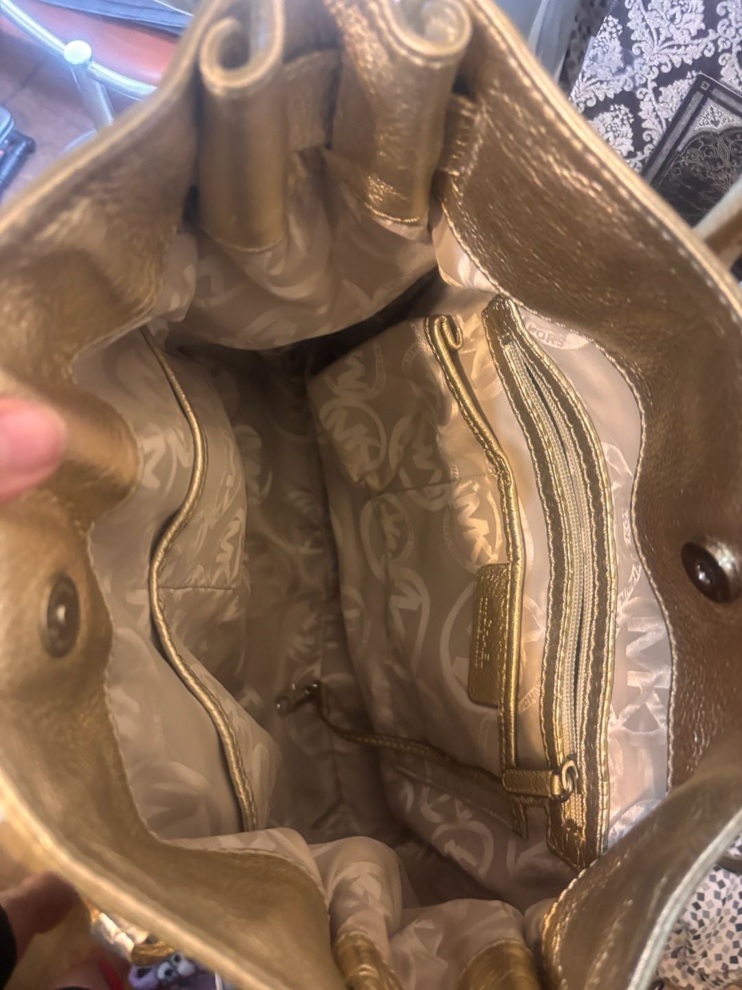 Michael Kors Hamilton Gold Metallic Leather Handbag 7