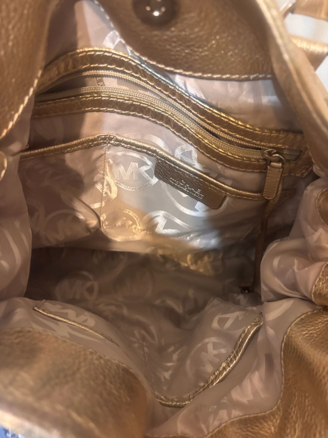 Michael Kors Hamilton Gold Metallic Leather Handbag 8