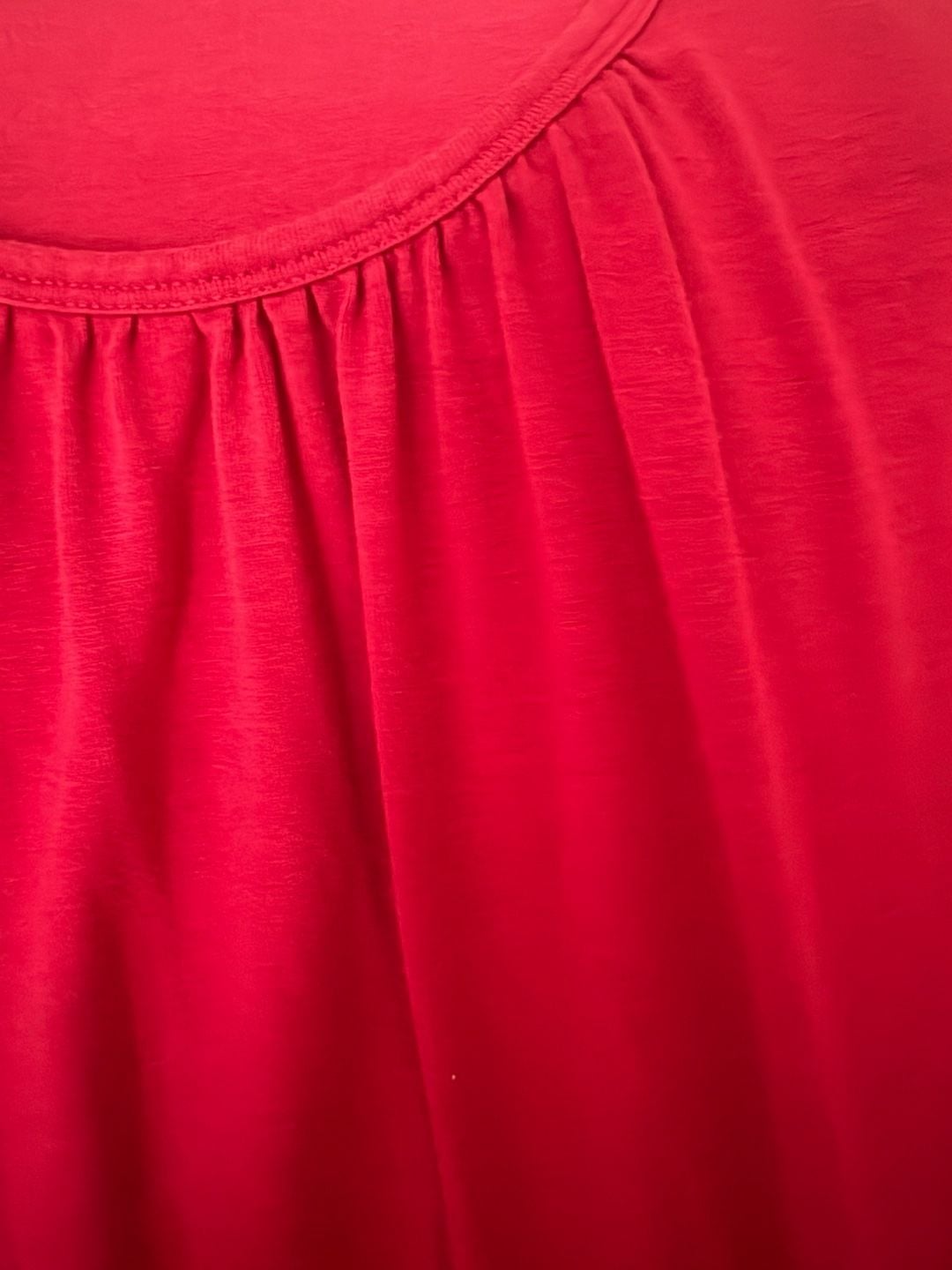 Chaus Long Sleeve Pleated Shirt Size L Red Crew Neck Top 3