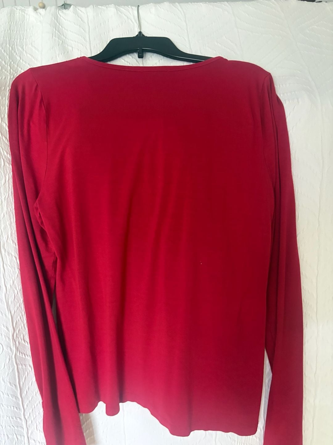 Chaus Long Sleeve Pleated Shirt Size L Red Crew Neck Top 5