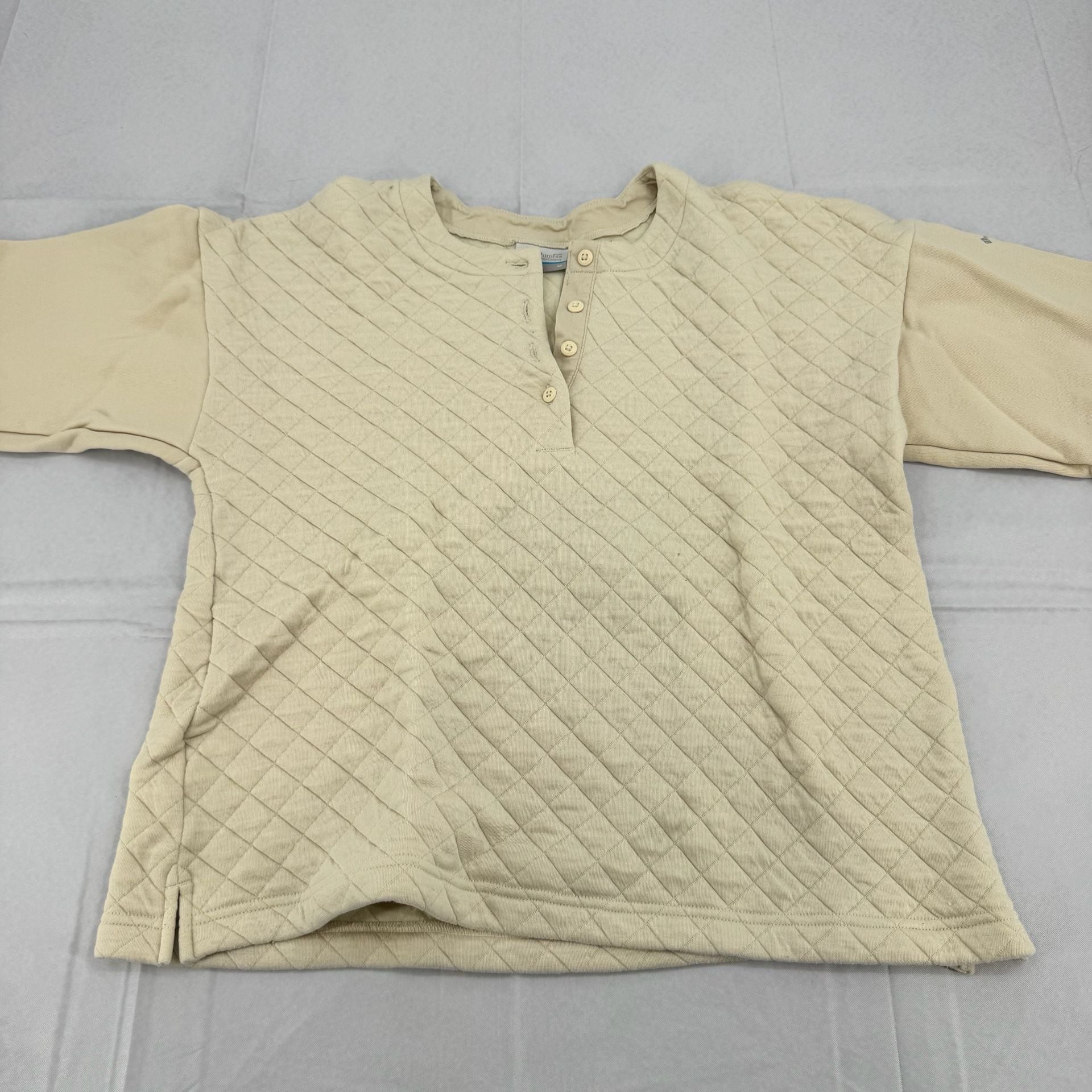 Columbia Hart Mountain Quilted Crew Size M Tan Pullover 4