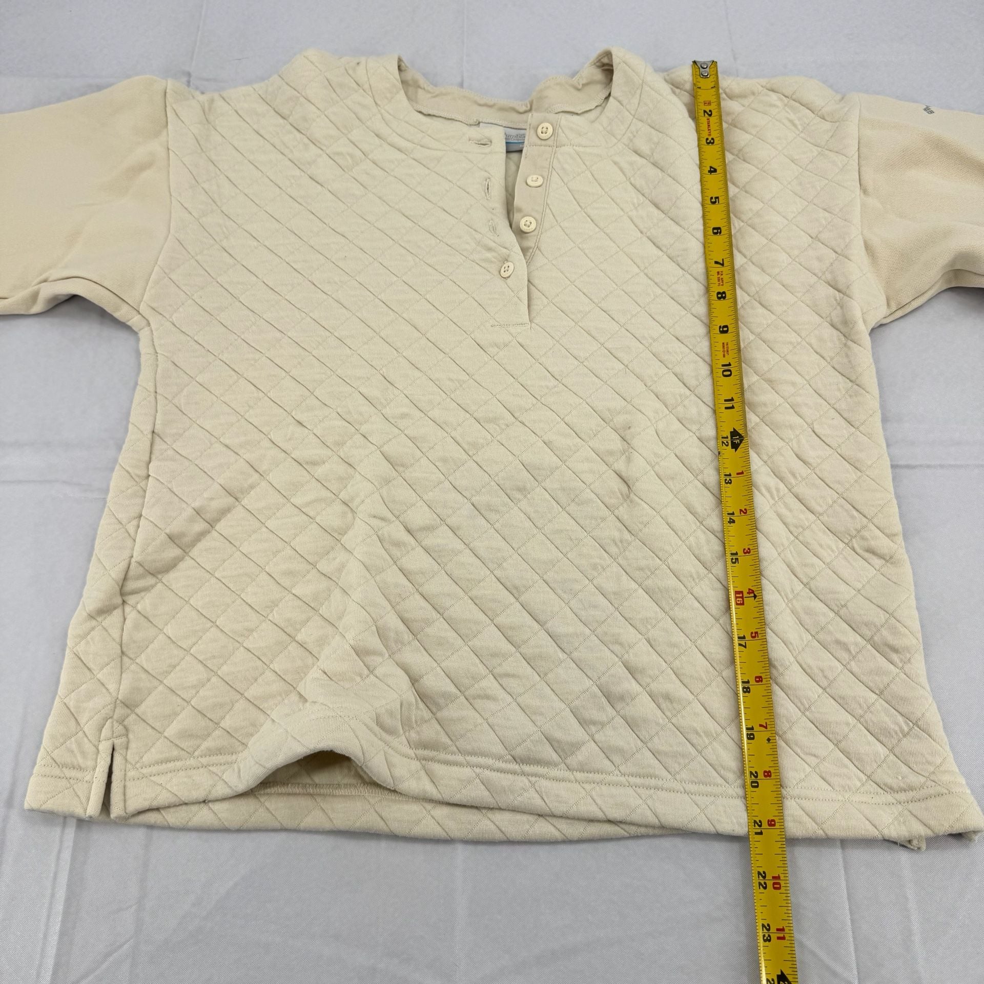 Columbia Hart Mountain Quilted Crew Size M Tan Pullover 6