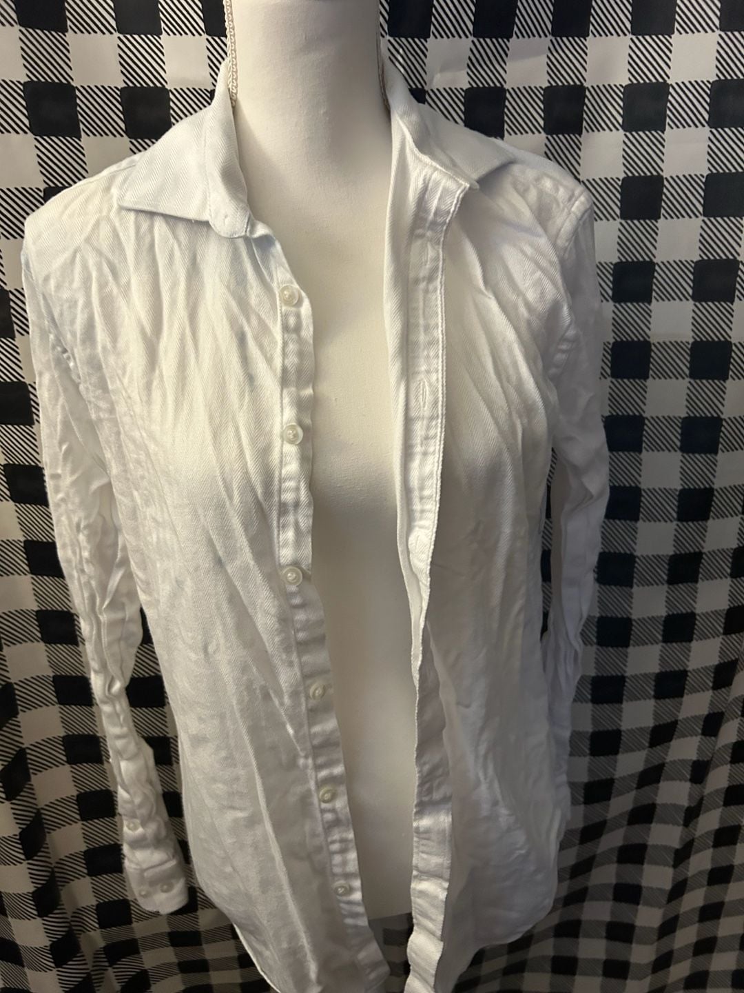Michael Kors White Crinkle Cotton Long Sleeve Button Down Shirt 2
