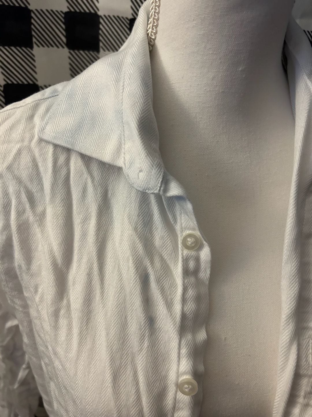Michael Kors White Crinkle Cotton Long Sleeve Button Down Shirt 5