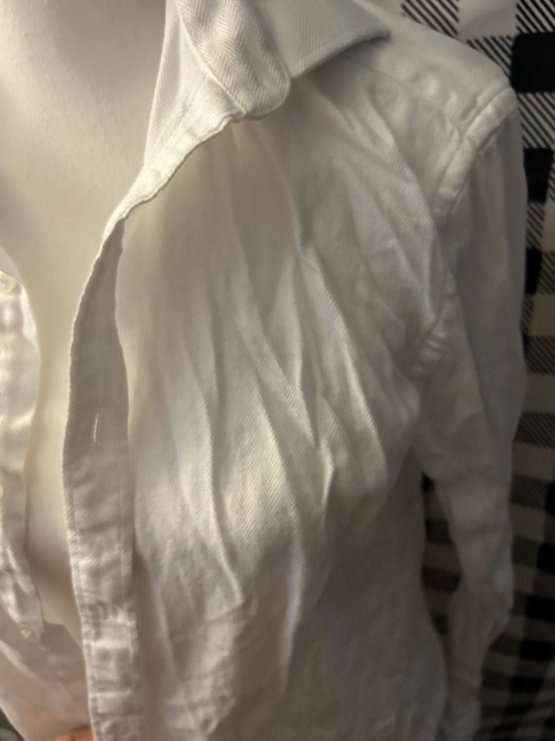 Michael Kors White Crinkle Cotton Long Sleeve Button Down Shirt 6
