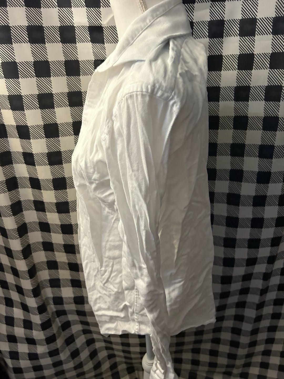 Michael Kors White Crinkle Cotton Long Sleeve Button Down Shirt 7