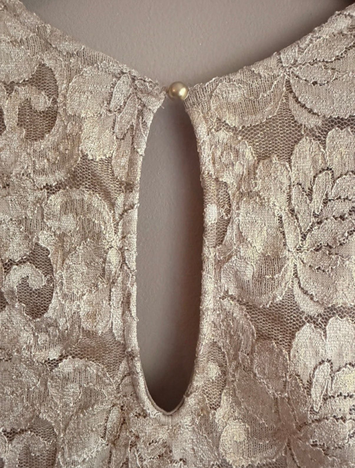 Charlotte Russe L Long Sleeve Lace Bodycon Dress Gold Champagne 9