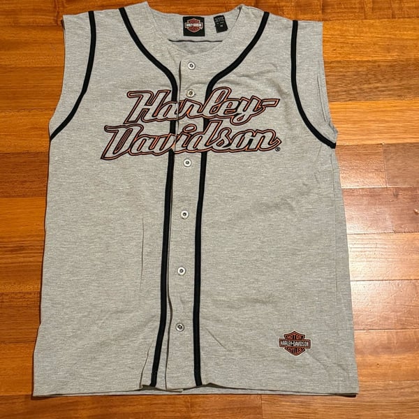 Harley-Davidson Sleeveless Baseball Jersey Size M Gray