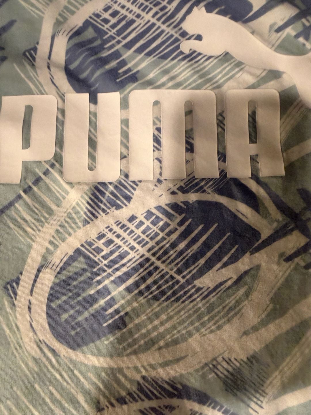 Puma AOP T-Shirt Size L Blue White Graphic Print 3