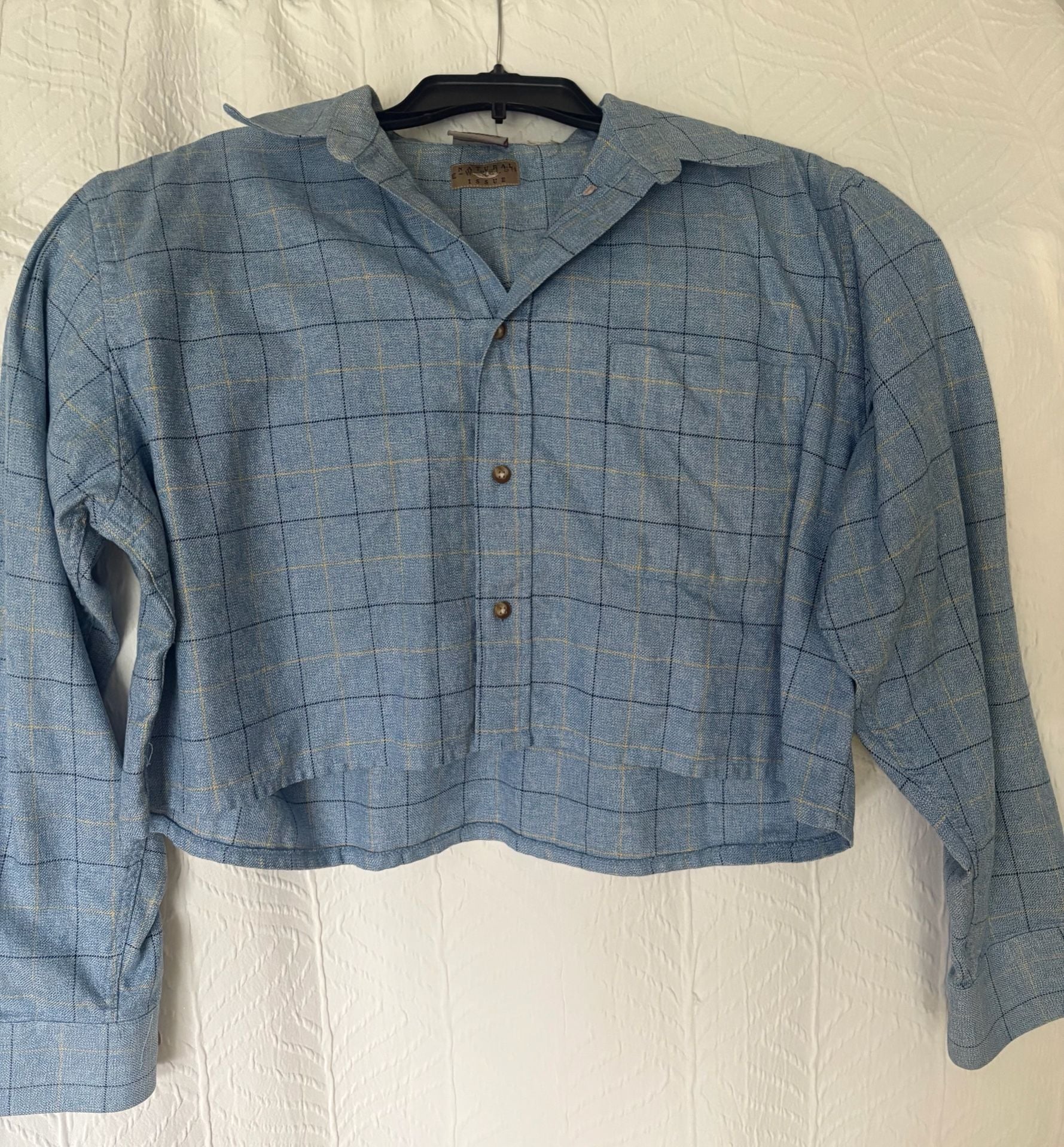 Fubu Men's 2XL Vintage Blue Plaid Cotton Button Up Shirt Big Tall Y2K Streetwear 2