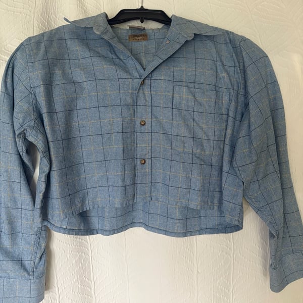 Fubu Men's 2XL Vintage Blue Plaid Cotton Button Up Shirt Big Tall Y2K Streetwear